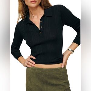 Reformation Black Ribbed Sweater